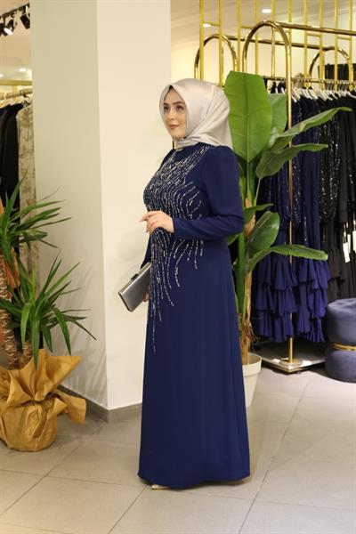 1321 CODE CREPE TAŞLI ELBİSE