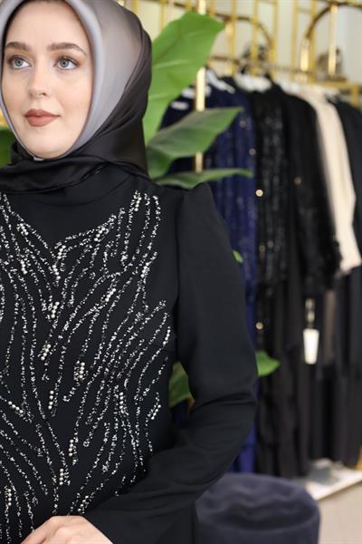 1321 CODE CREPE TAŞLI ELBİSE