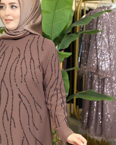 ПЛАТЬЕ В ВОЛНИСТУЮ КАМЕННУЮ ПОЛОСКУ С КОДОМ 1332