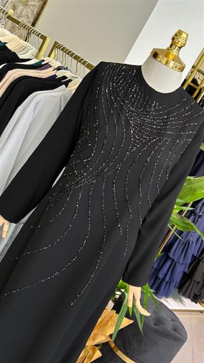 1356 فستان مخطط بالحجر بنمط هندسي 1356 كود مخطط بالحجر