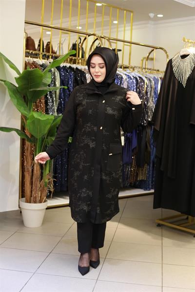 1507 KOD KENDİNDEN SİM DETAYLI KAP SİYAH