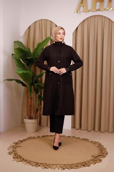 1509 KOD KENDİNDEN DESENLİ MEVSİMLİK KAP SİYAH