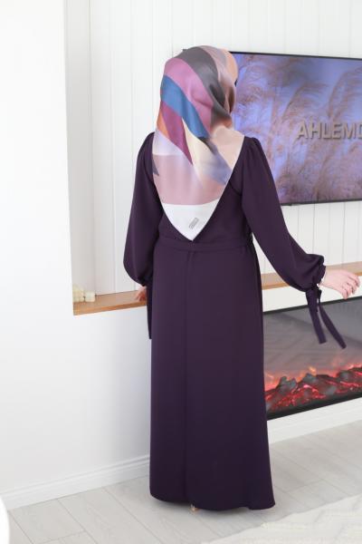 1602 كود 1602 فستان بأكمام بالون بأحزمة