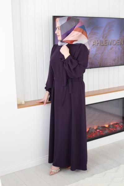 1602 كود 1602 فستان بأكمام بالون بأحزمة