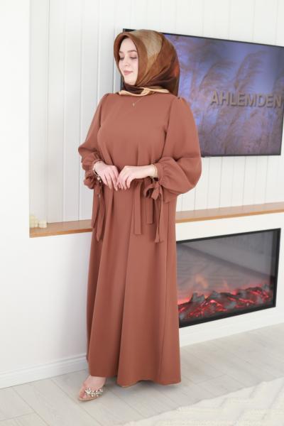 1602 كود 1602 فستان بأكمام بالون بأحزمة