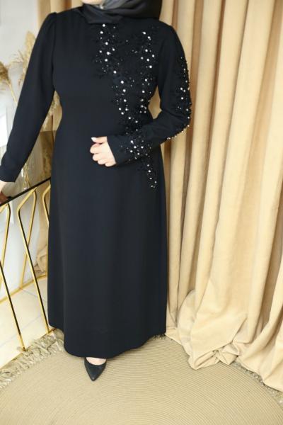 1680 KOD GÜPÜR DETAYLI ELBİSE