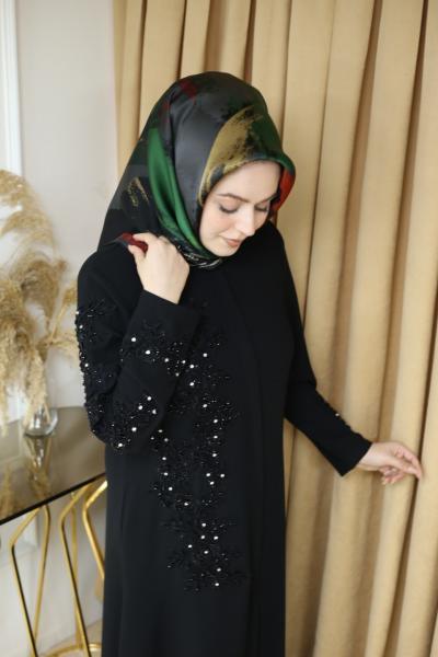 1969 CODE STONE AND GUIPURE DETAILED ABAYA