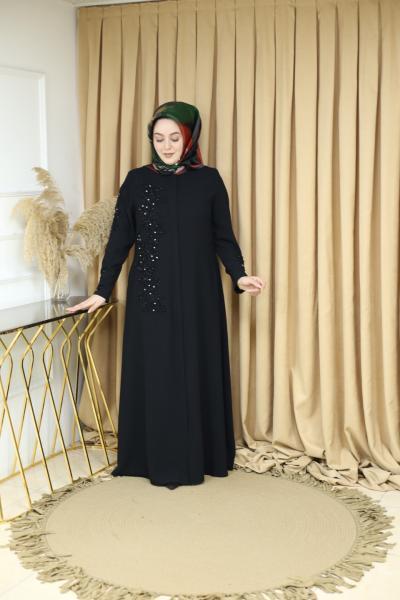 1969 CODE STONE AND GUIPURE DETAILED ABAYA