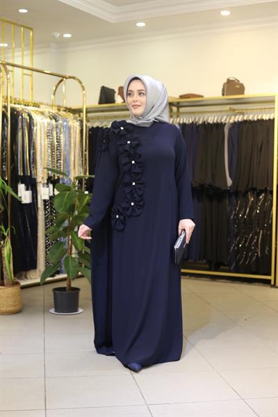 2006 CODE FLOWER DETAIL ONE SLEEVE CAPE DRESS