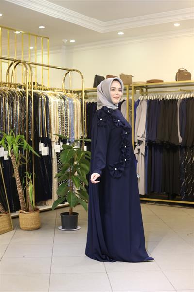 2006 CODE FLOWER DETAIL ONE SLEEVE CAPE DRESS