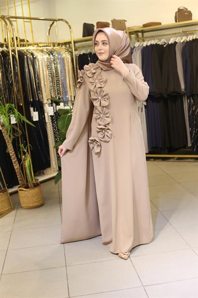 2006 CODE FLOWER DETAIL ONE SLEEVE CAPE DRESS