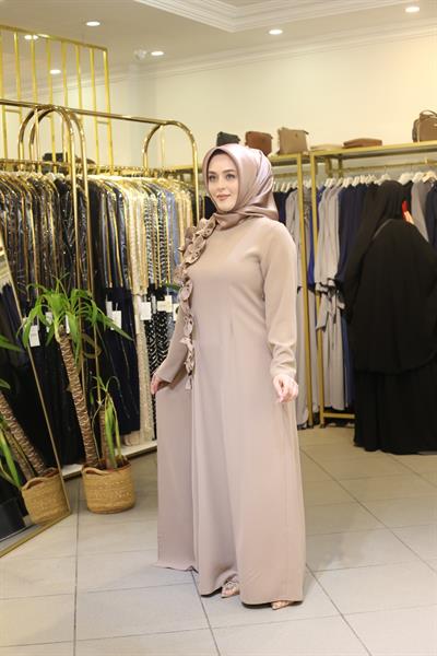 2006 CODE FLOWER DETAIL ONE SLEEVE CAPE DRESS