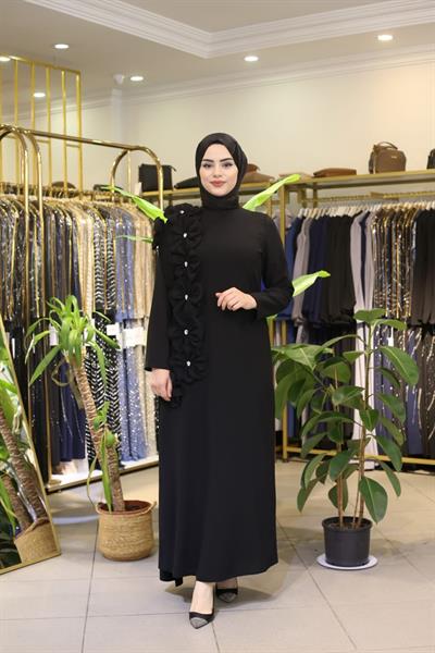 2006 CODE FLOWER DETAIL ONE SLEEVE CAPE DRESS