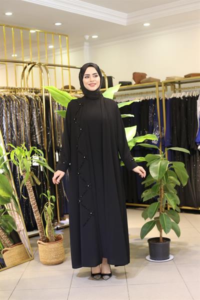 2017 CODE ZIGZAG FLOWER PATTERNED ABAYA SUIT