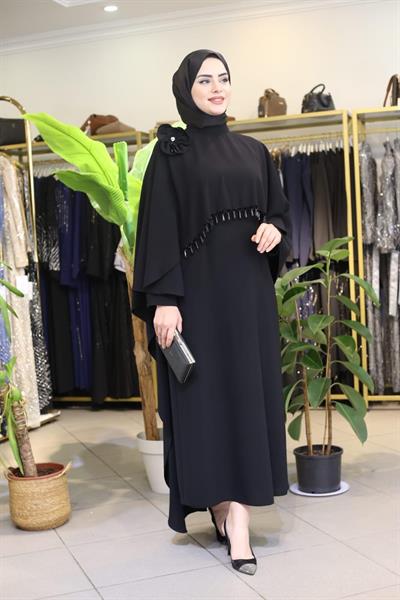 2030 CODE ONE SLEEVE FLORAL PATTERN CAPE DRESS