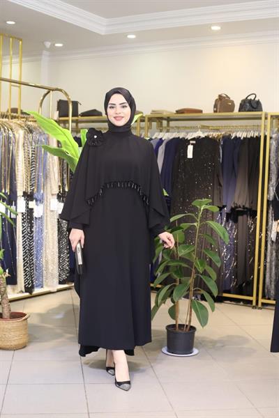 2030 CODE ONE SLEEVE FLORAL PATTERN CAPE DRESS