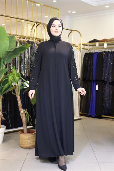 2033 عباءة مطرزة بأكمام كود 2033 جبر مطرزة بأكمام جبر