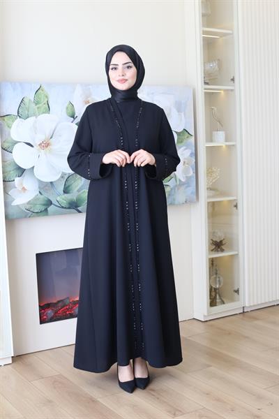 2035 كود 2035 بدلة عباية حجرية سوداء من حجر الممر المائي