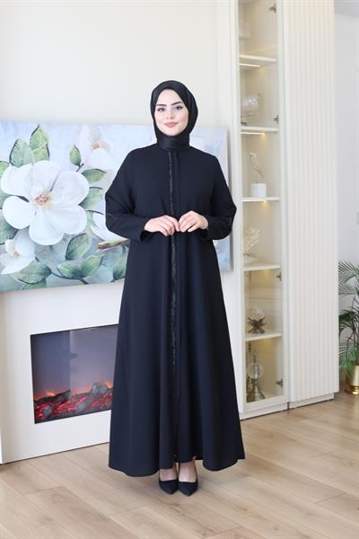 2039 CODE STRIP STONE EMBROIDERY ABAYA