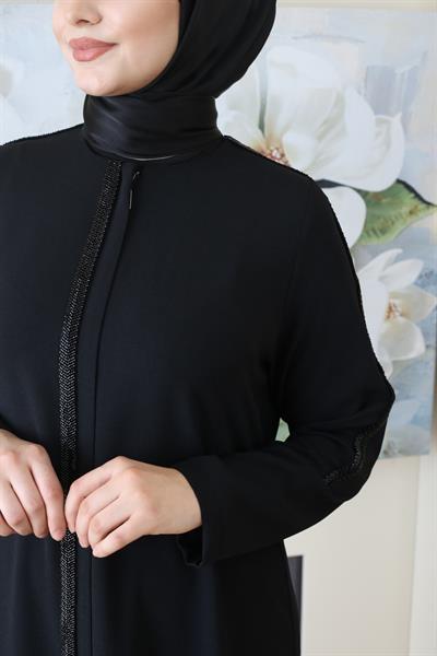 2039 CODE STRIP STONE EMBROIDERY ABAYA