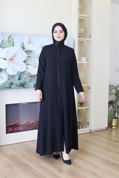 2039 CODE STRIP STONE EMBROIDERY ABAYA