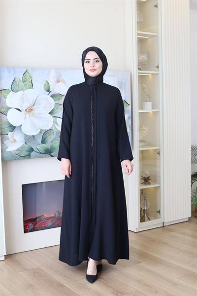 2039 CODE STRIP STONE EMBROIDERY ABAYA