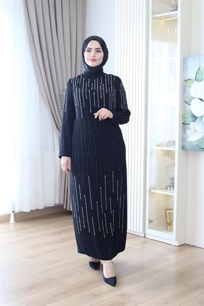 2099 CODE CREPE TAŞLI ELBİSE