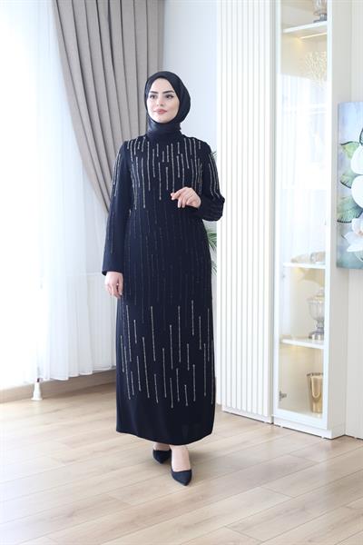 2099 CODE CREPE TAŞLI ELBİSE