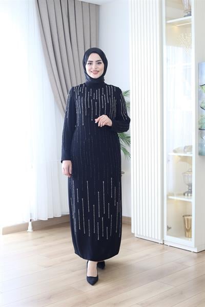 2099 CODE CREPE TAŞLI ELBİSE