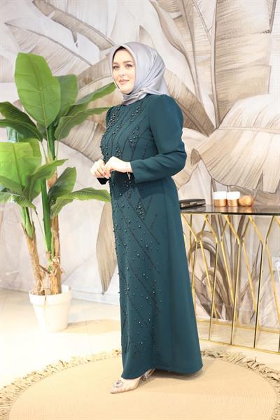 2100 CODE CAST PEARL EMBROIDERED EVENING DRESS