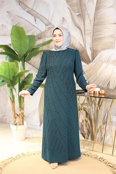 2100 CODE CAST PEARL EMBROIDERED EVENING DRESS