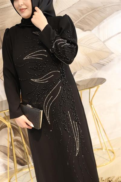 2102 CODE HALF LEAF EVENING DRESS WITH STONES