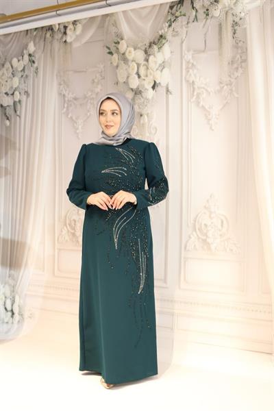 2102 CODE ROBE DE SOIRÉE DEMI-FEUILLES AVEC PIERRES