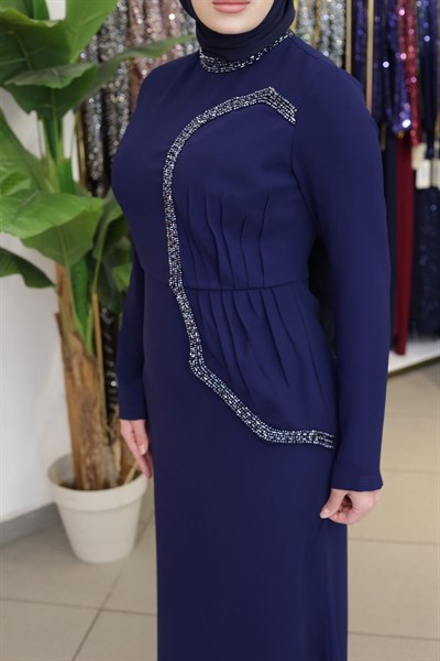 2130 KOD DRAPE DETAYLI ELBİSE
