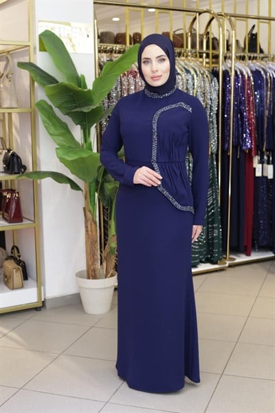 2130 KOD DRAPE DETAYLI ELBİSE
