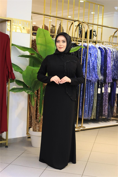2130 KOD DRAPE DETAYLI ELBİSE