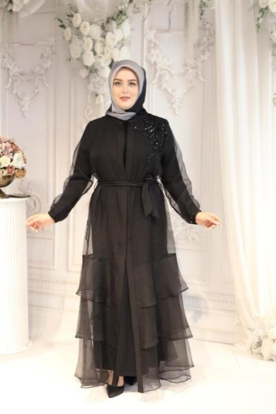 2131 CODE ORGANZA SKIRT FOLDED ABAYA SET