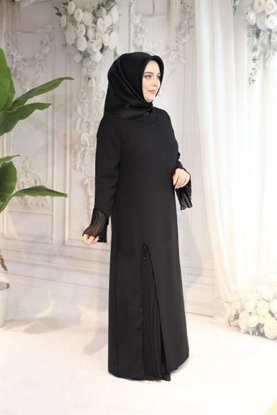 2143 KOD KOLLARI PİLELİ ELBİSE