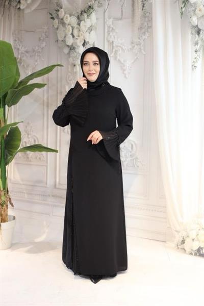 2143 KOD KOLLARI PİLELİ ELBİSE