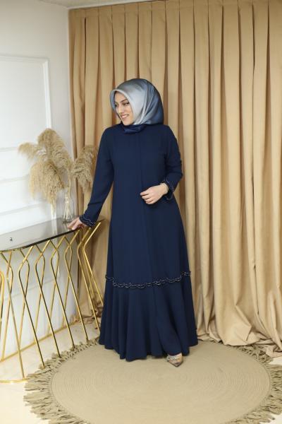 2166 CODE SKIRT AND SLEEVE BEAD EMBROIDERY ABAYA