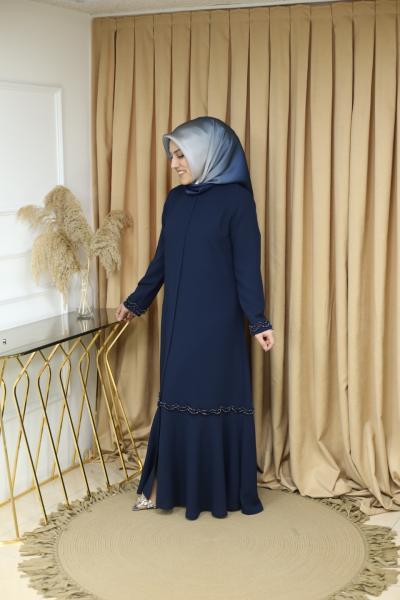 2166 CODE SKIRT AND SLEEVE BEAD EMBROIDERY ABAYA