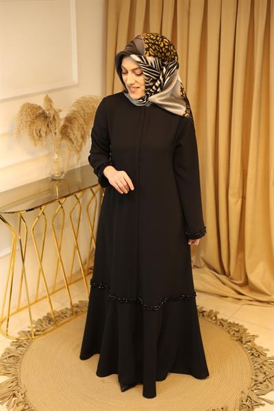 2166 CODE SKIRT AND SLEEVE BEAD EMBROIDERY ABAYA