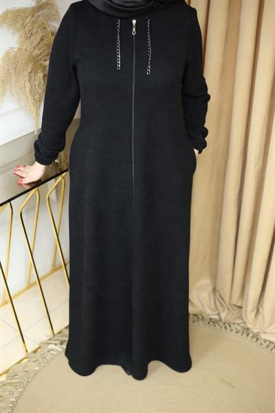 2183 CODE CHENILLE ABAYA WITH HIDDEN ZIPPER