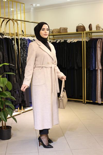 معطف كود 2195 كود بياقة مزدوجة الصدر من الكشمير