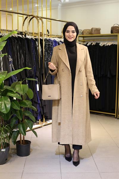 معطف كود 2195 كود بياقة مزدوجة الصدر من الكشمير