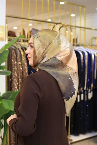 2302/50 KOD SOYUT FIRÇA DESEN LEVİDOR SURA İPEK EŞARP