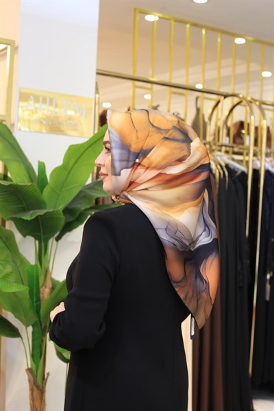 2306/2 KOD SOYUT ÇİÇEK DESEN LEVİDOR SURA İPEK EŞARP