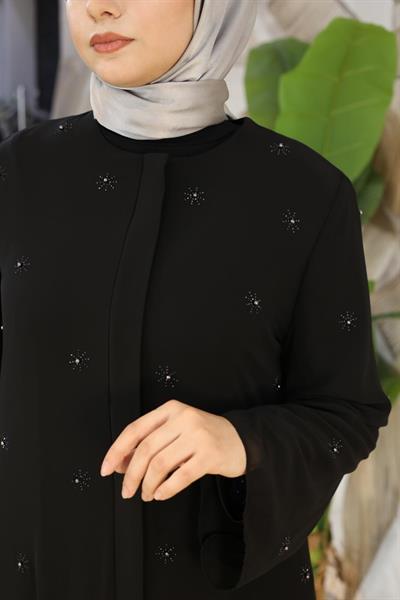 2405 CODE SPRINKLED DAISY EMBROIDERED CHIFFON ABAYA