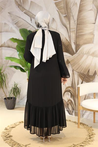 2405 CODE SPRINKLED DAISY EMBROIDERED CHIFFON ABAYA