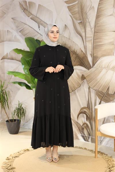 2405 CODE SPRINKLED DAISY EMBROIDERED CHIFFON ABAYA